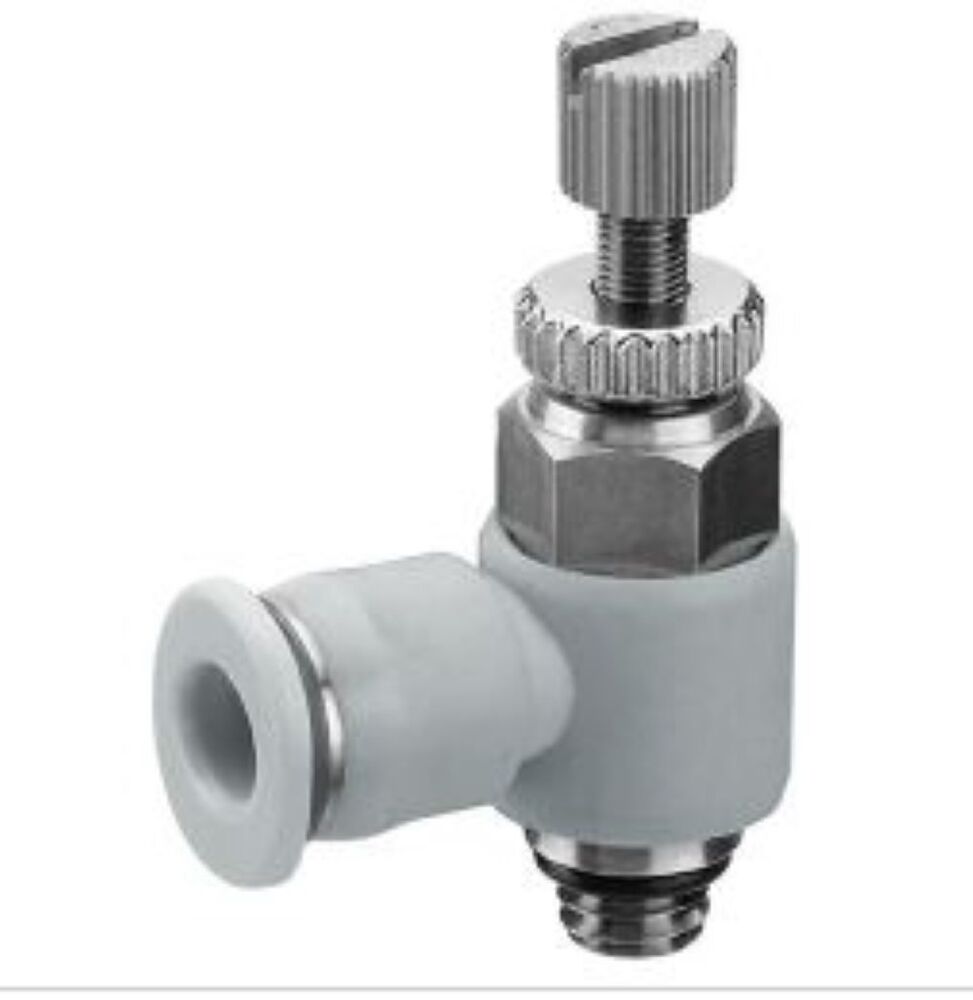R432002371 NUMATICS/AVENTICS PLASTIC FLOW CONTROL 1/4" TUBE X 1/4" UNIV MALE METER OUT, KNOB ADJ (OVAL)