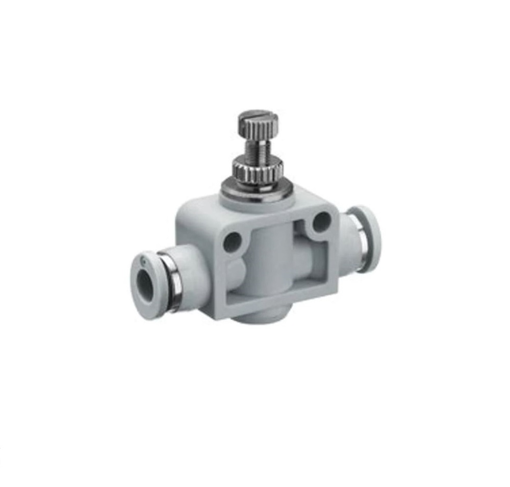 R432002386 NUMATICS/AVENTICS PLASTIC FLOW CONTROL 1/2" TUBE INLINE, KNOB ADJ (OVAL)