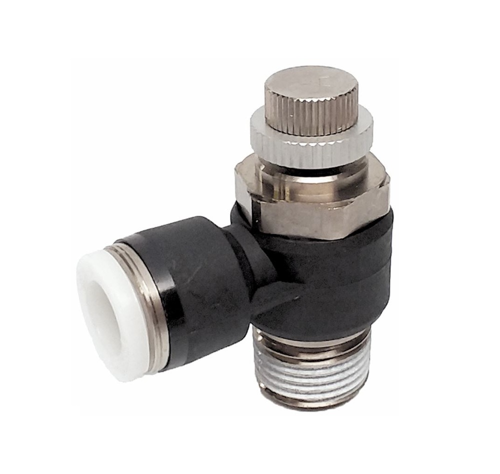 JSC4-M5A PISCO PLASTIC FLOW CONTROL 4MM TUBE X M5 MALE METER OUT, KNOB ADJ