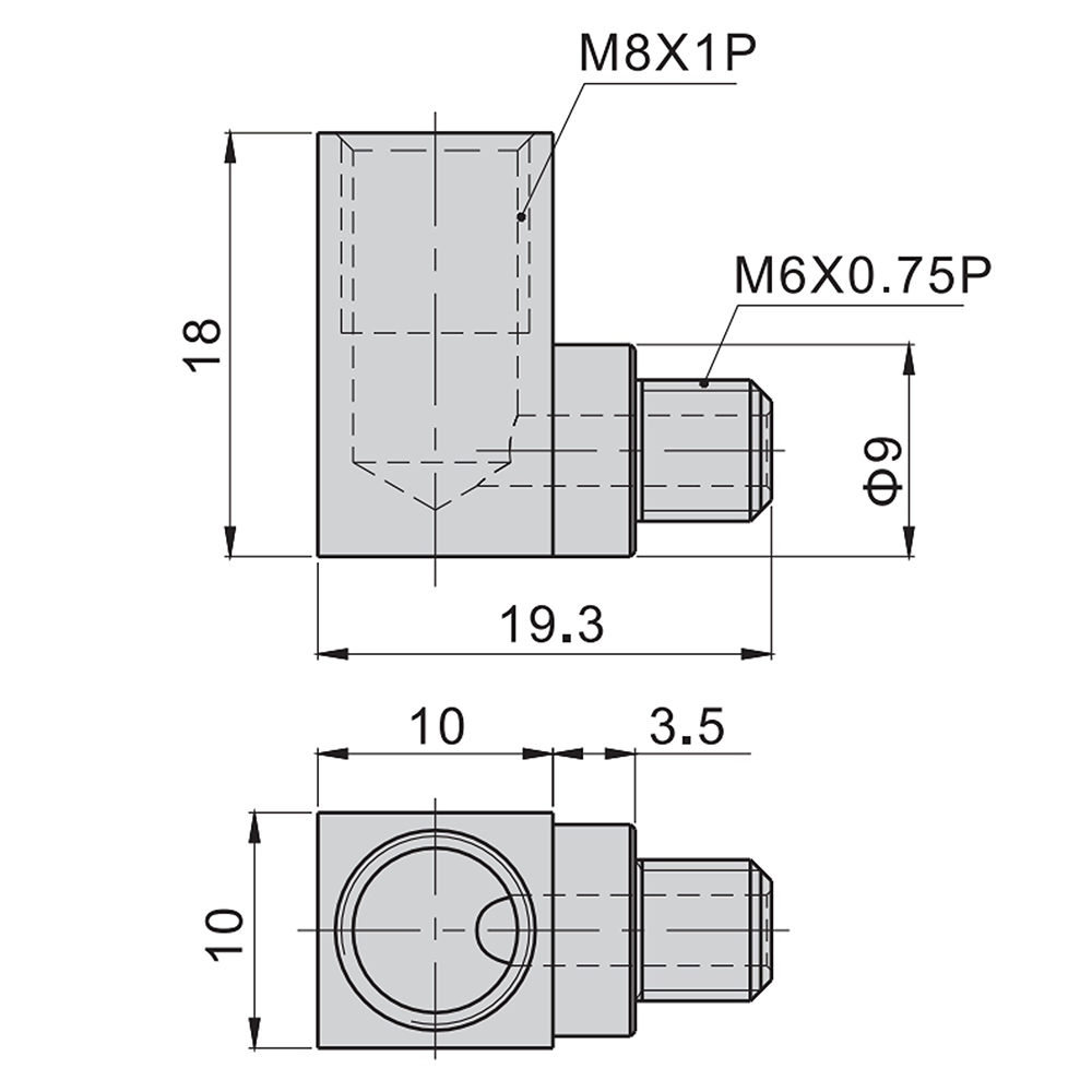 L-P-LM8 AIRTAC LINEAR RAIL PARTS BEARING GREASE ELBOW NIPPLE M6 TO M8, FOR BEARING SERIES 20, 25, 30, & 35