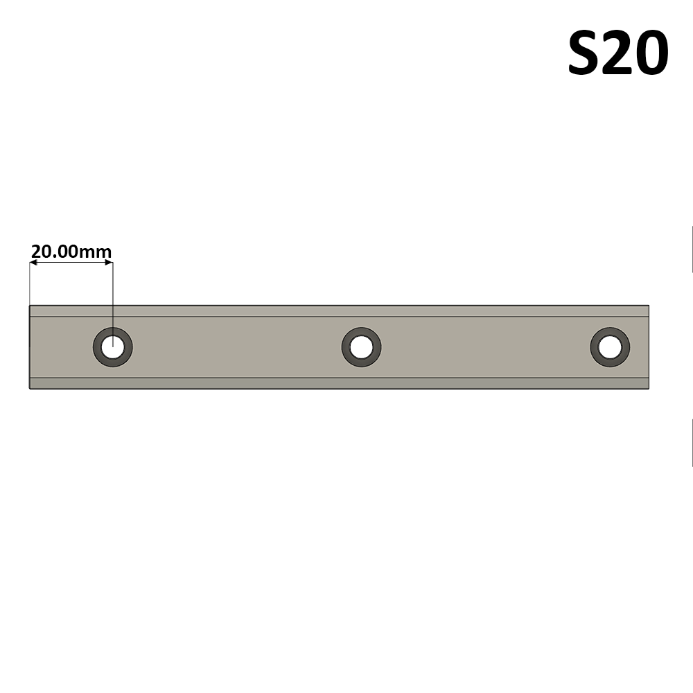 LSH30RLX2440-S20-H-D AIRTAC LSH 30MM SERIES RAIL HIGH ACCURACY, 20MM END TO FIRST HOLE, CUT TO LENGTH OF 2440MM