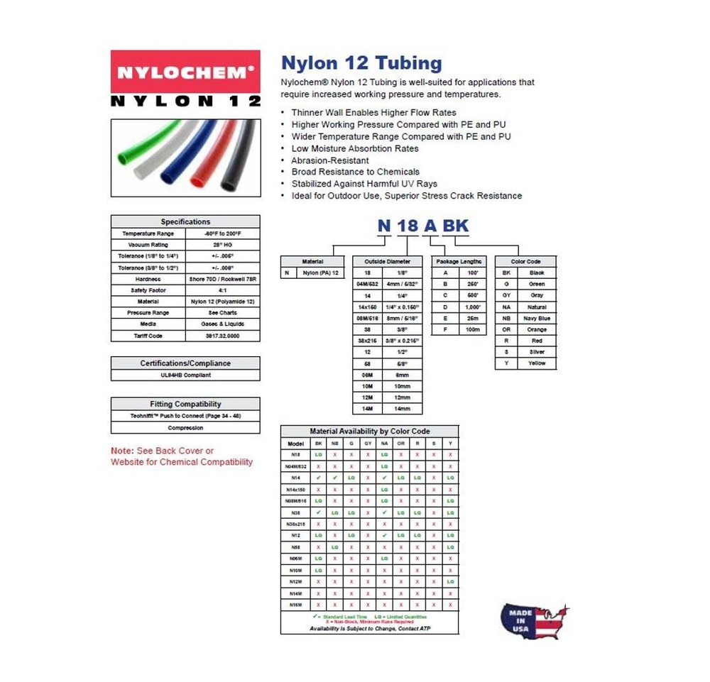 N38ANB ATP TUBING NYLON 3/8" X .275" 100' BLUE