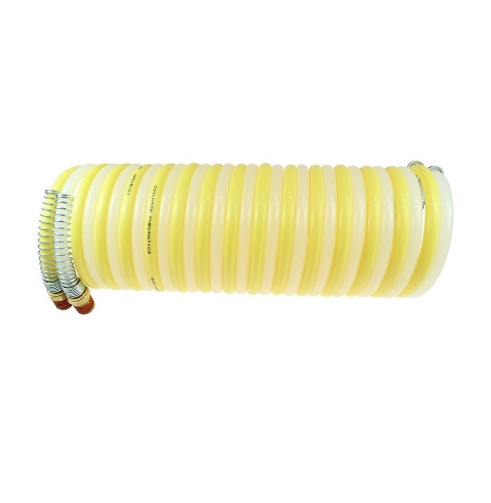 N516Y-N516N-25B COILHOSE COIL NYLON 2 TUBES 516" ID 16' WL YELLOW/NATURAL W/1/4" FITTINGS
