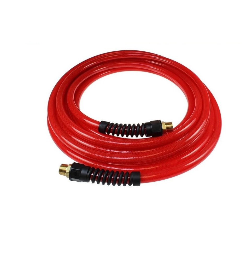 PFE60256TR COILHOSE COIL PU BRAIDED 9/16" X 3/8" 25' CLEAR RED W/3/8" NPT MALE