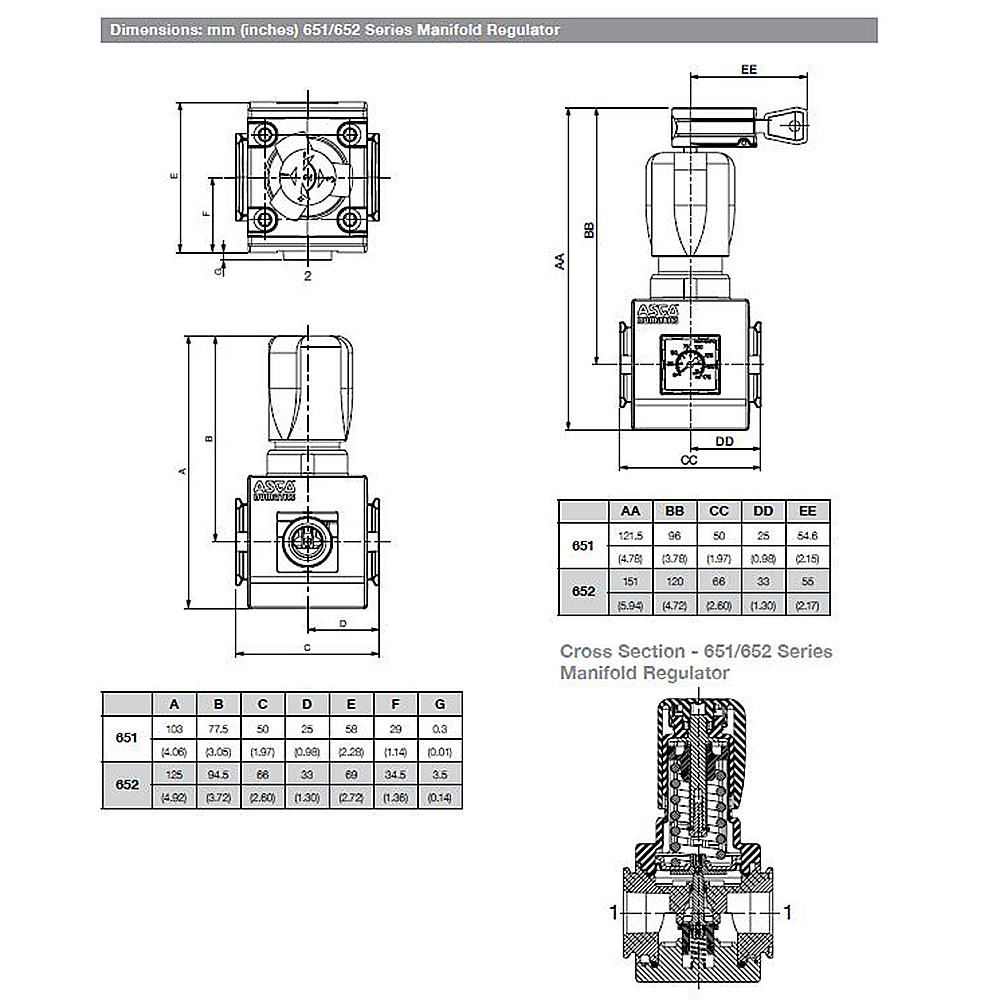 8652AM0040A00G0 NUMATICS/AVENTICS MANIFOLD REGULATOR 652 SERIES 1/2" NPT, 7-125PSI, NO GAUGE PORT