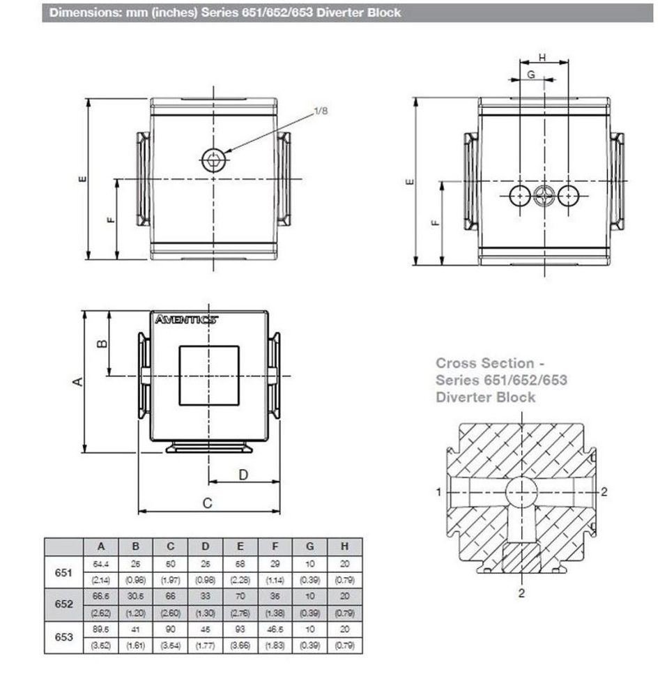 8653AD006TA0000 NUMATICS/AVENTICS DIVERTER BLOCK 653 SERIES 1" NPT