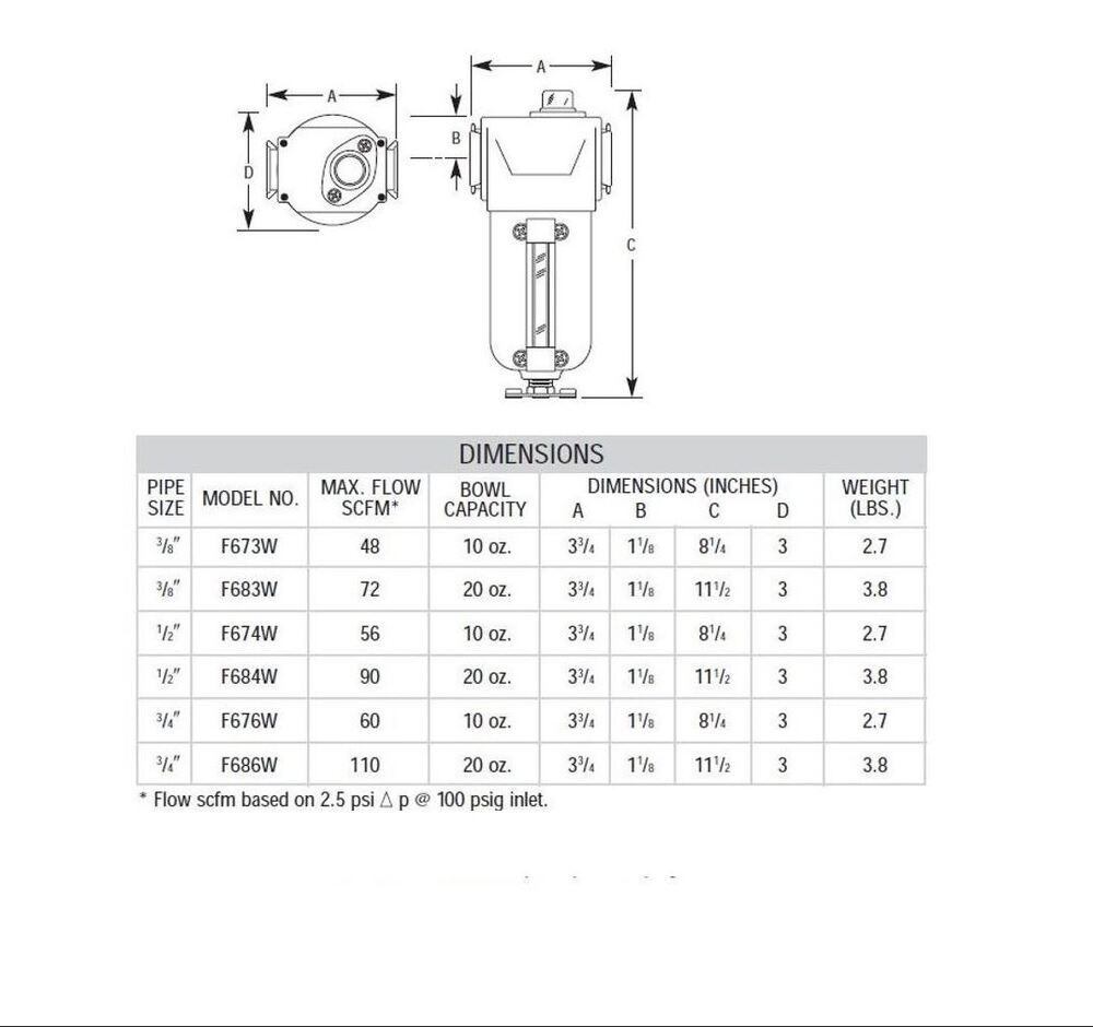 F676W ARROW MID FLOW ADSORBER FILTER 3/4" NPT, CHARCOAL WRAP, MB W/SG