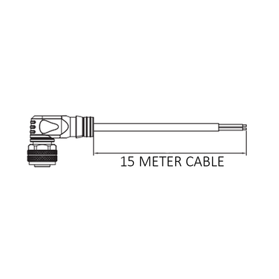 CBO12.5-15.32/P SINGLE ENDED MICRO CABLE, 5 PIN M12 FEMALE ELBOW PUR BLACK 22 AWG 15M