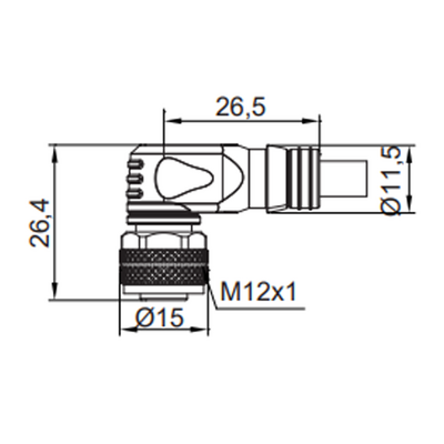 CBO12.4-10.32/WS/P SINGLE ENDED MICRO CABLE, 4 PIN M12 FEMALE ELBOW PUR BLACK 22 AWG 10M SHIELDED