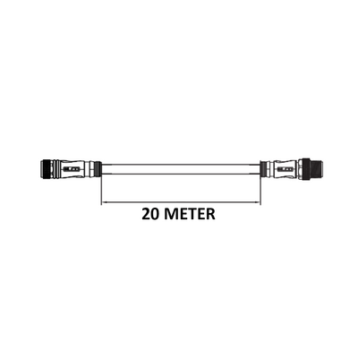 CO12.4-20.32-C12.4/P DOUBLE ENDED PATCH CABLE, 4 PIN M12 F/M STRAIGHT 20M PUR BLACK 22 AWG