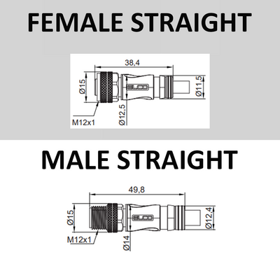 CO12.4-5.33-C12.4/P DOUBLE ENDED PATCH CABLE, 4 PIN M12 F/M STRAIGHT 5M PUR YELLOW 22 AWG