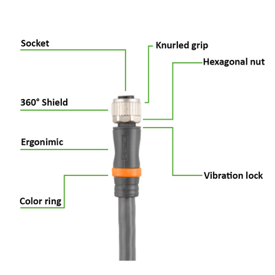 C12.4-10.33/P SINGLE ENDED MICRO CABLE, 4 PIN M12 MALE STRAIGHT PUR YELLOW 22 AWG 10M
