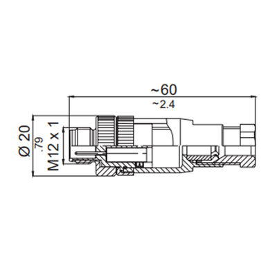 LS12.4-0/C(BU) M12 FIELD ATTACHABLE SCREW TERMINAL CONNECTORS 4 PIN MALE STRAIGHT