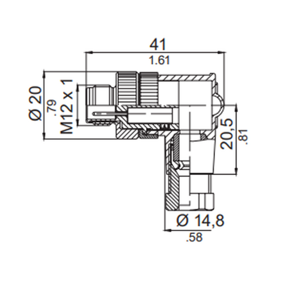 LSB12.5-0/C(BU) M12 FIELD ATTACHABLE SCREW TERMINAL CONNECTORS 5 PIN MALE ELBOW