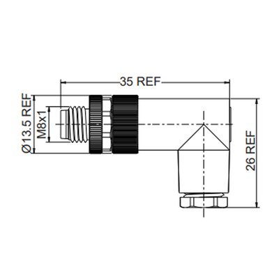 LSB8.3-0/C(GS) M8 FIELD ATTACHABLE SCREW TERMINAL CONNECTORS 3 PIN MALE ELBOW