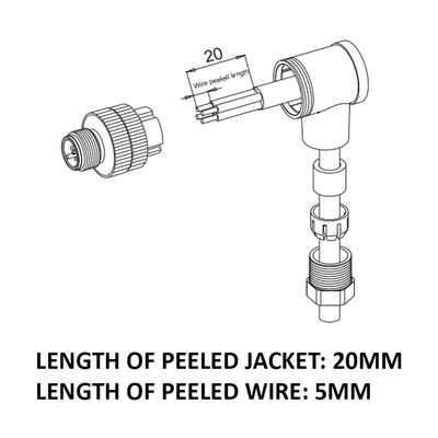 LSB12.5-0/C(BU) M12 FIELD ATTACHABLE SCREW TERMINAL CONNECTORS 5 PIN MALE ELBOW