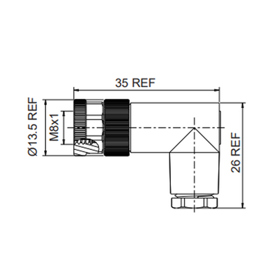 LSBO8.4-0/C(GS) M8 FIELD ATTACHABLE SCREW TERMINAL CONNECTORS 4 PIN FEMALE ELBOW
