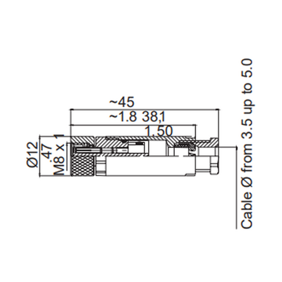 LSO8.4-0/C(BU) M8 FIELD ATTACHABLE SCREW TERMINAL CONNECTORS 4 PIN FEMALE STRAIGHT