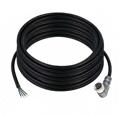 CBO12.4-10.32/WS/P SINGLE ENDED MICRO CABLE, 4 PIN M12 FEMALE ELBOW PUR BLACK 22 AWG 10M SHIELDED