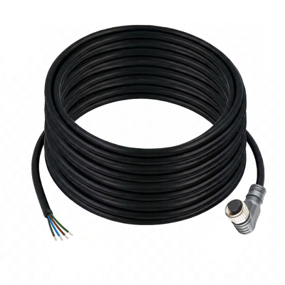 CBO12.5-15.32/P SINGLE ENDED MICRO CABLE, 5 PIN M12 FEMALE ELBOW PUR BLACK 22 AWG 15M