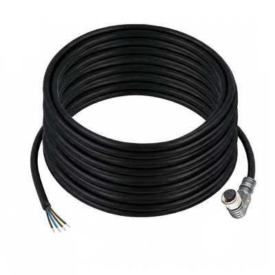 CBO12.4-15.32/L/P SINGLE ENDED MICRO CABLE, 4 PIN M12 FEMALE ELBOW PUR BLACK 22 AWG 15M PNP LED