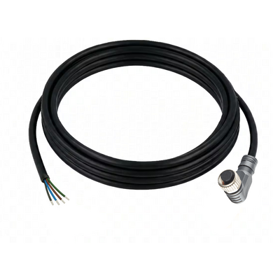 CBO12.5-3.32/P SINGLE ENDED MICRO CABLE, 5 PIN M12 FEMALE ELBOW PUR BLACK 22 AWG 3M