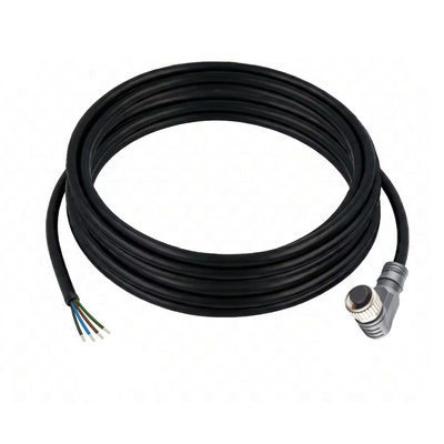 CBO12.4-5.32/P SINGLE ENDED MICRO CABLE, 4 PIN M12 FEMALE ELBOW PUR BLACK 22 AWG 5M
