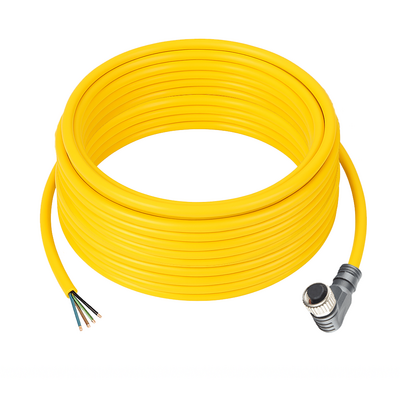 CBO12.4-10.33/P SINGLE ENDED MICRO CABLE, 4 PIN M12 FEMALE ELBOW PUR YELLOW 22 AWG 10M