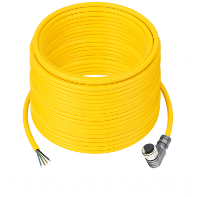 CBO12.5-25.33/P SINGLE ENDED MICRO CABLE, 5 PIN M12 FEMALE ELBOW PUR YELLOW 22 AWG 25M