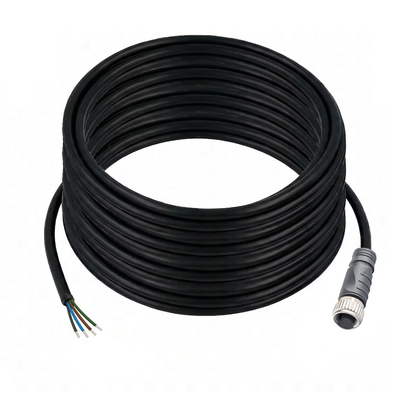 CO12.5-15.32 SINGLE ENDED MICRO CABLE, 5 PIN M12 FEMALE STRAIGHT PVC BLACK 22 AWG 15M