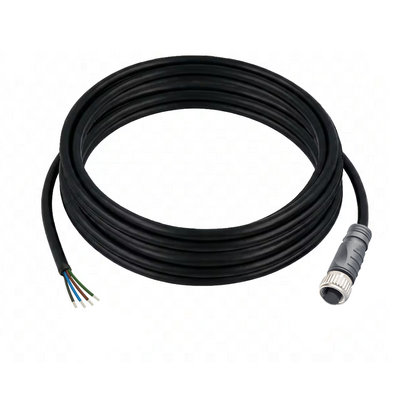 CO12.5-5/P/LC SINGLE ENDED CORDSET, 5 PIN M12 FEMALE STRAIGHT L-CODE, PUR BLACK 22 AWG 5M