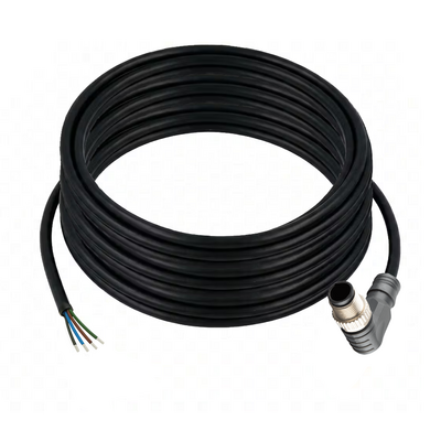 CB12.5-10.32 SINGLE ENDED MICRO CABLE, 5 PIN M12 MALE ELBOW PVC BLACK 22 AWG 10M