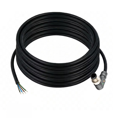 CB12.4-10.32/LN/P SINGLE ENDED MICRO CABLE, 4 PIN M12 MALE ELBOW PUR BLACK 22 AWG 10M NPN LED