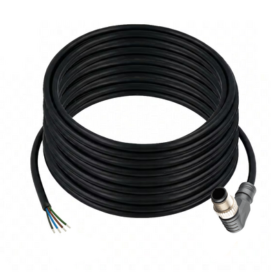 CB12.4-15.32 SINGLE ENDED MICRO CABLE, 4 PIN M12 MALE ELBOW PVC BLACK 22 AWG 15M