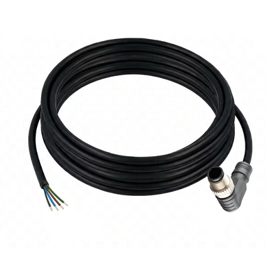 CB12.4-5.32/WS/P SINGLE ENDED MICRO CABLE, 4 PIN M12 MALE ELBOW PUR BLACK 22 AWG 5M SHIELDED