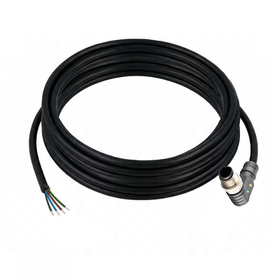 CB12.5-5.32/L/P SINGLE ENDED MICRO CABLE, 5 PIN M12 MALE ELBOW PUR BLACK 22 AWG 5M PNP LED