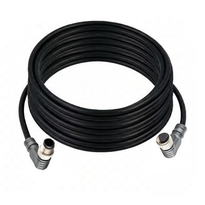 CBO12.4-10.32-CB12.4/P DOUBLE ENDED PATCH CABLE, 4 PIN M12 F/M ELBOW 10M PUR BLACK 22 AWG