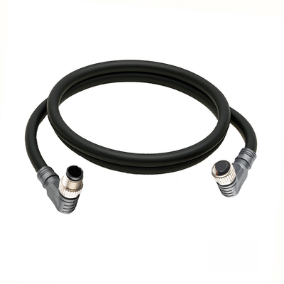 CBO12.4-1.32-CB12.4/P DOUBLE ENDED PATCH CABLE, 4 PIN M12 F/M ELBOW 1M PUR BLACK 22 AWG