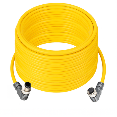 CBO12.4-20.33-CB12.4/P DOUBLE ENDED PATCH CABLE, 4 PIN M12 F/M ELBOW 20M PUR YELLOW 22 AWG