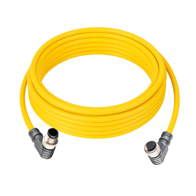 CBO12.4-5.33-CB12.4/P DOUBLE ENDED PATCH CABLE, 4 PIN M12 F/M ELBOW 5M PUR YELLOW 22 AWG