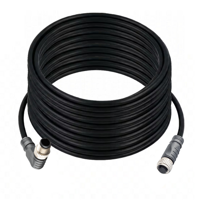 CO12.4-20.32-CB12.4/P DOUBLE ENDED PATCH CABLE, 4 PIN M12 F/M STR/ELB 20M PUR BLACK 22 AWG