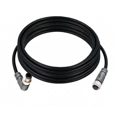 CO12.5-5.32-CB12.5/P DOUBLE ENDED PATCH CABLE, 5 PIN M12 F/M STR/ELB 5M PUR BLACK 22 AWG