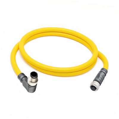 CO12.4-1.33-CB12.4/P DOUBLE ENDED PATCH CABLE, 4 PIN M12 F/M STR/ELB 1M PUR YELLOW 22 AWG