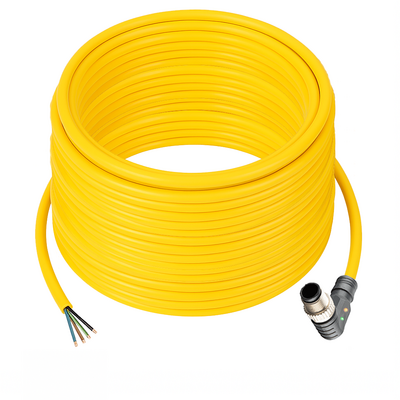 CB12.5-20.33/LN/P SINGLE ENDED MICRO CABLE, 5 PIN M12 MALE ELBOW PUR YELLOW 22 AWG 20M NPN LED