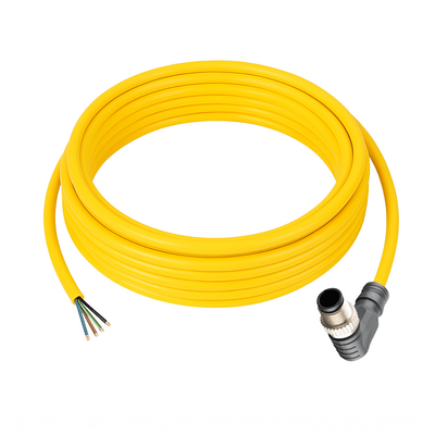 CB12.4-5.33 SINGLE ENDED MICRO CABLE, 4 PIN M12 MALE ELBOW PVC YELLOW 22 AWG 5M