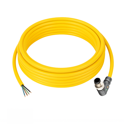 CB12.4-5.33/L/P SINGLE ENDED MICRO CABLE, 4 PIN M12 MALE ELBOW PUR YELLOW 22 AWG 5M PNP LED