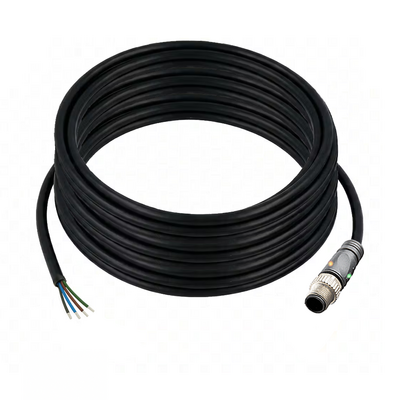 C12.4-10.32/LN/P SINGLE ENDED MICRO CABLE, 4 PIN M12 MALE STRAIGHT PUR BLACK 22 AWG 10M NPN LED