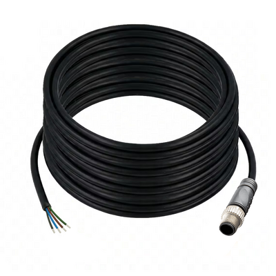 C12.4-15.32 SINGLE ENDED MICRO CABLE, 4 PIN M12 MALE STRAIGHT PVC BLACK 22 AWG 15M