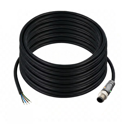C12.5-15.32/LN/P SINGLE ENDED MICRO CABLE, 5 PIN M12 MALE STRAIGHT PUR BLACK 22 AWG 15M NPN LED