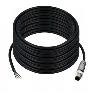 C12.5-20.32/P SINGLE ENDED MICRO CABLE, 5 PIN M12 MALE STRAIGHT PUR BLACK 22 AWG 20M